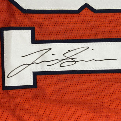 Framed Autographed/Signed Justin Simmons 33x42 Denver Retro Orange Football Jersey PSA/DNA COA