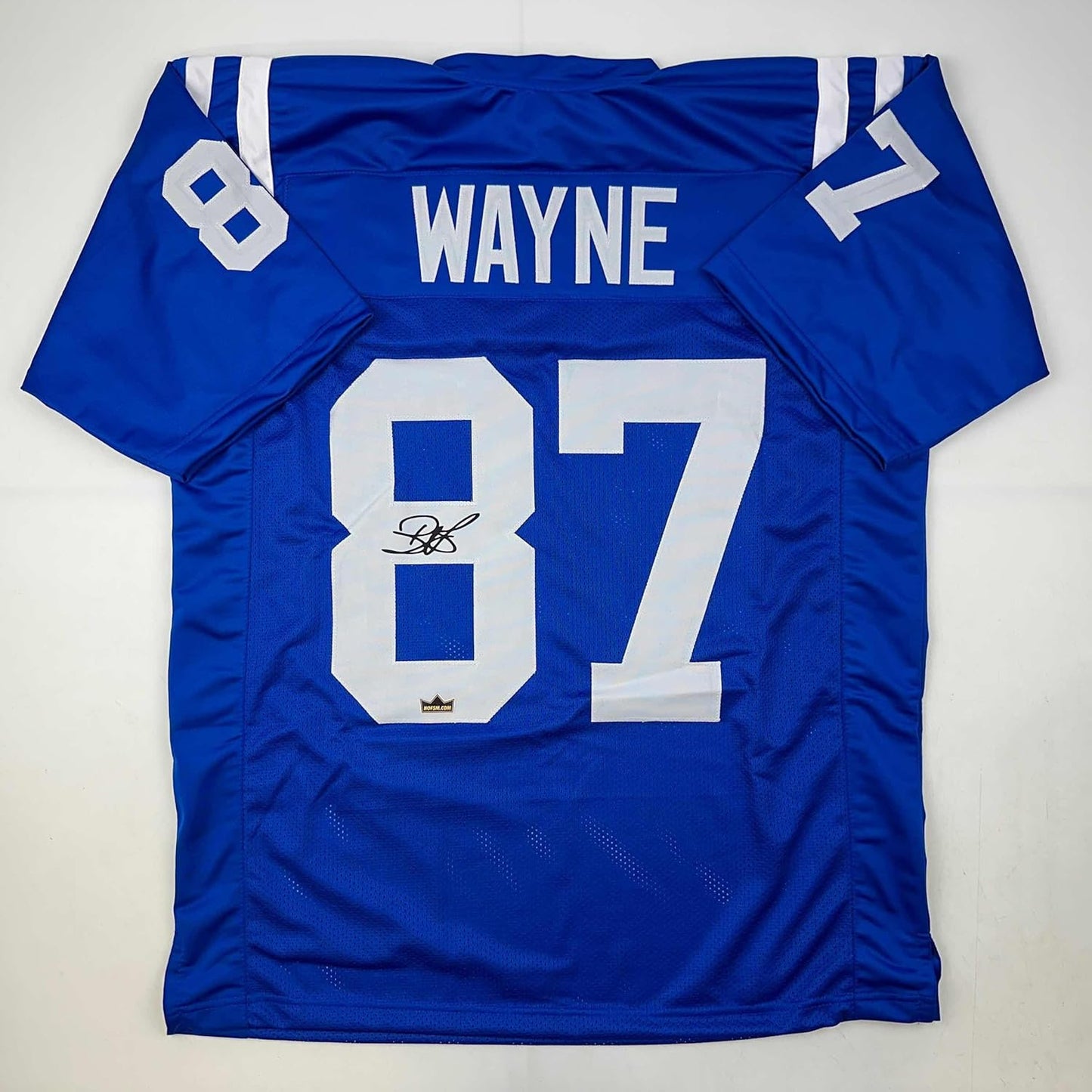 Facsimile Autographed Reggie Wayne Indianapolis Blue Reprint Laser Auto Football Jersey Size Men's XL