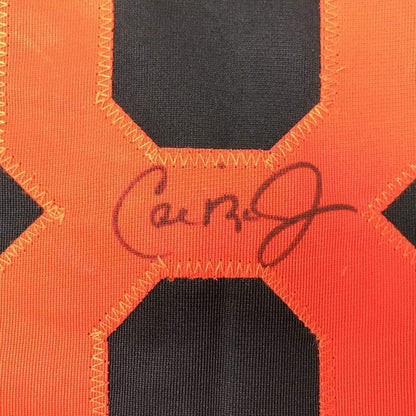Framed Autographed/Signed Cal Ripken Jr. 33x42 Baltimore Black Baseball Jersey JSA COA