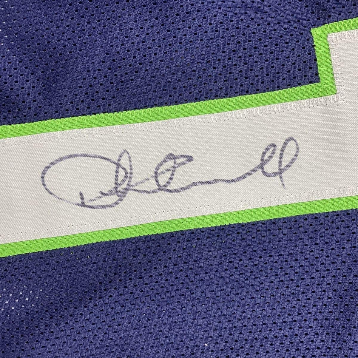 Framed Autographed/Signed Coach Pete Carroll 33x42 Seattle Blue Football Jersey Beckett BAS COA