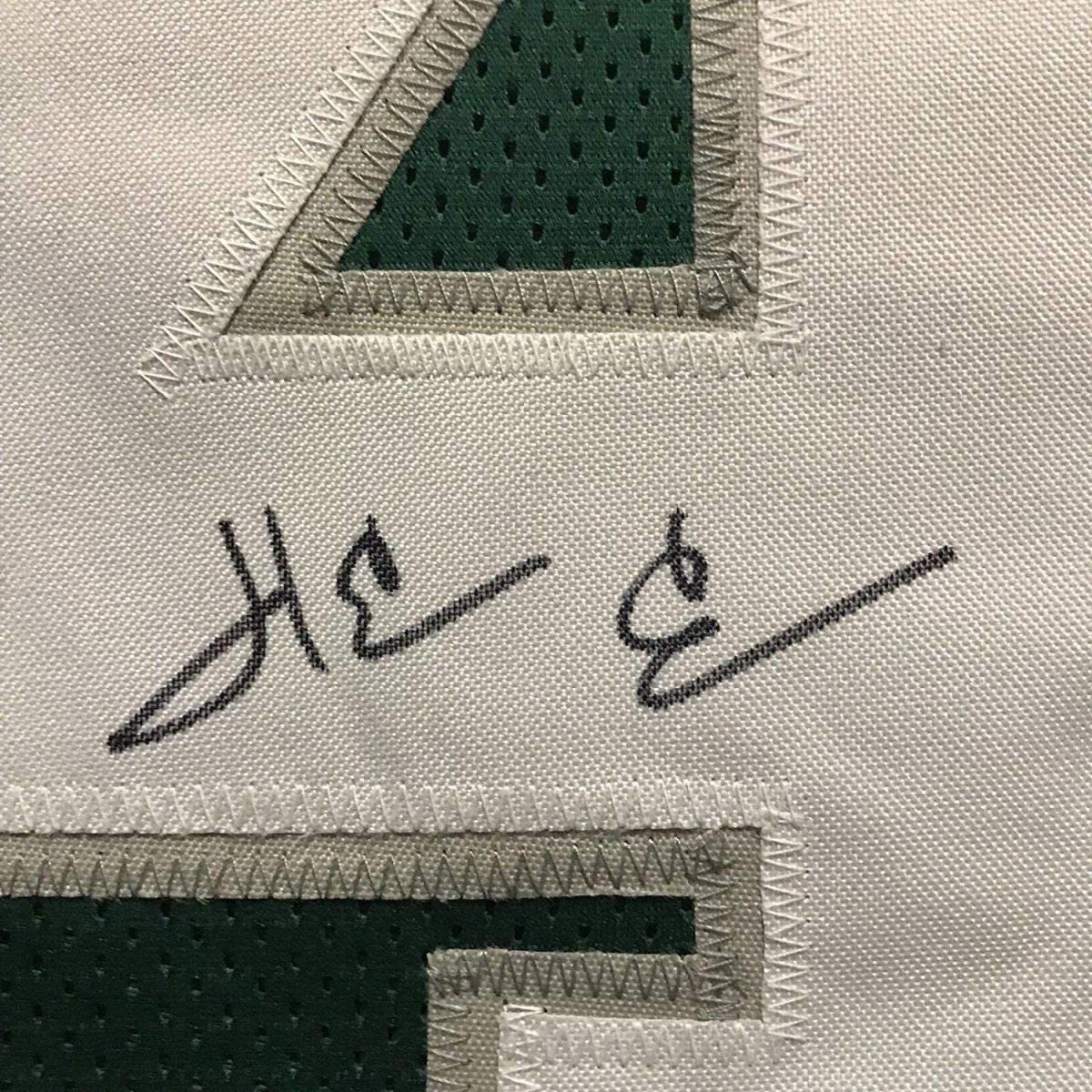 Framed Autographed/Signed Herman Herm Edwards 33x42 Philadelphia Green Football Jersey JSA COA