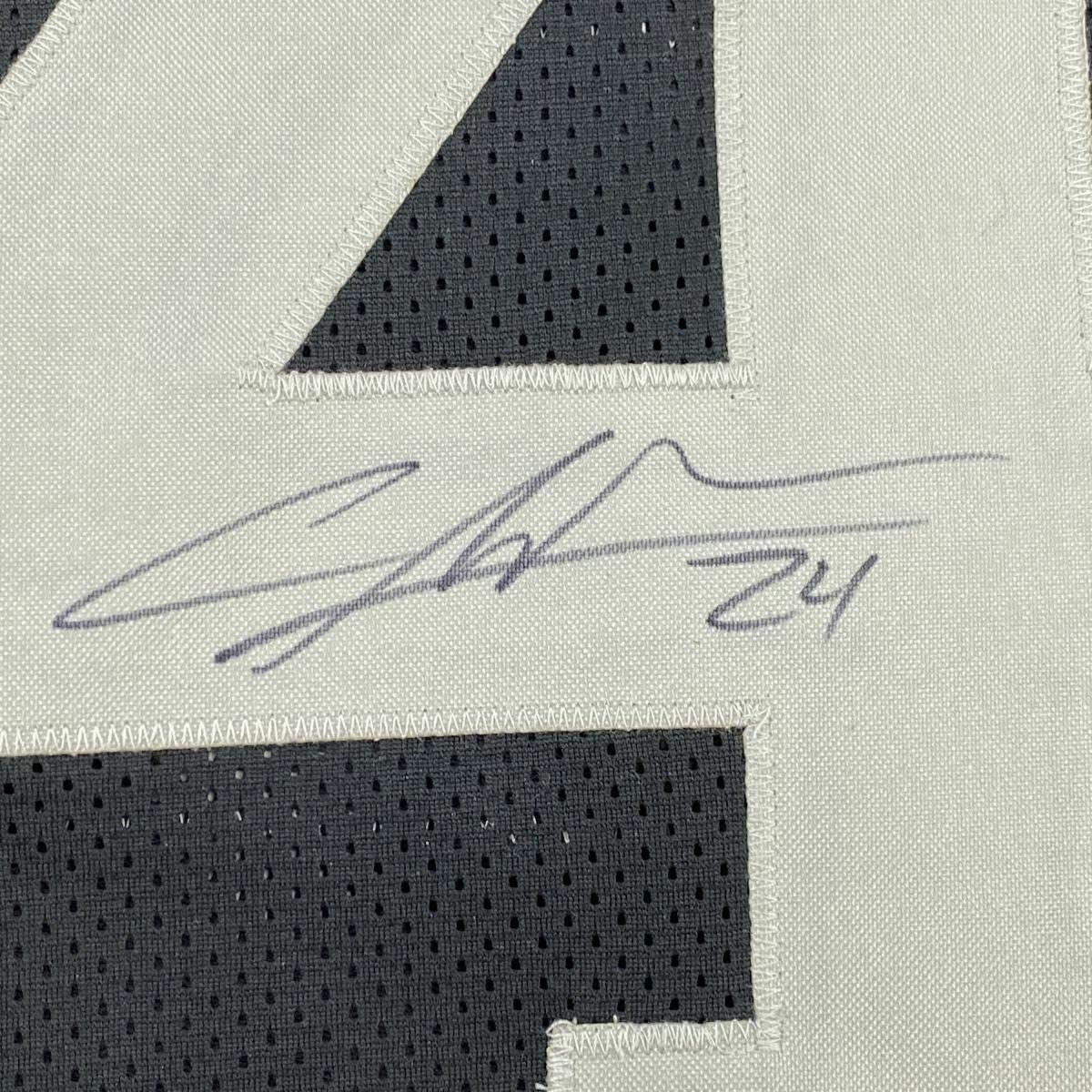 Framed Autographed/Signed Charles Woodson 33x42 Oakland Black Football Jersey Beckett BAS COA