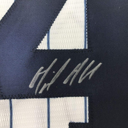 Framed Autographed/Signed Miguel Andujar 33x42 New York Pinstripe Majestic Baseball Jersey Beckett BAS COA