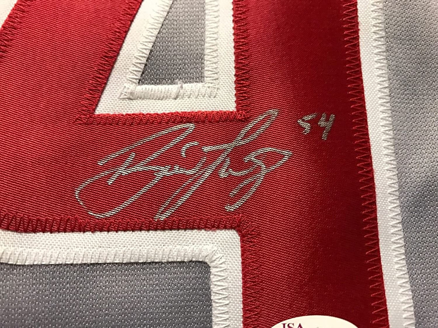 Framed Autographed/Signed Brad Lidge 33x42 Philadelphia Grey Baseball Jersey JSA COA