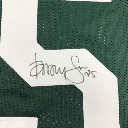Framed Autographed/Signed Dorsey Levens 33x42 Green Bay Packers Green Football Jersey JSA COA