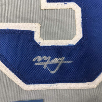 Framed Autographed/Signed Manny Machado 33x42 San Diego Grey Baseball Jersey Beckett BAS COA