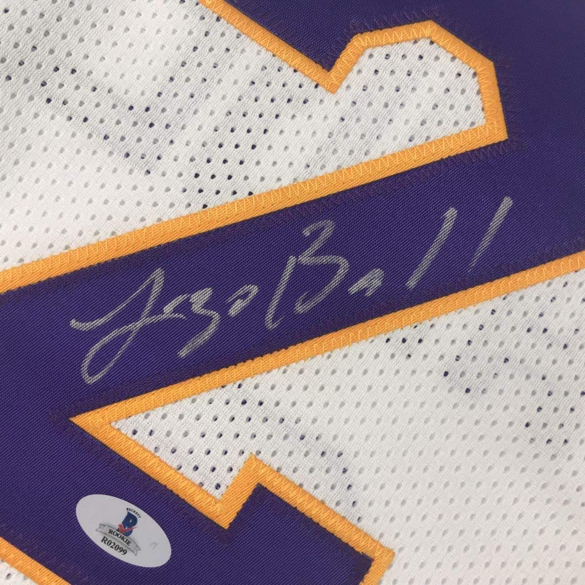 Framed Autographed/Signed Lonzo Ball 33x42 Los Angeles White Basketball Jersey Beckett BAS COA
