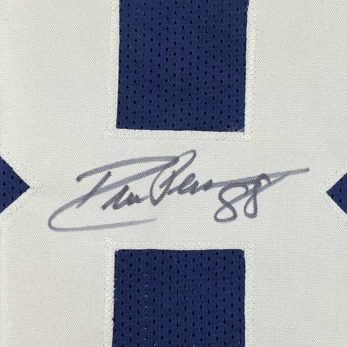 Framed Autographed/Signed Drew Pearson 33x42 Dallas Thanksgiving Football Jersey JSA COA