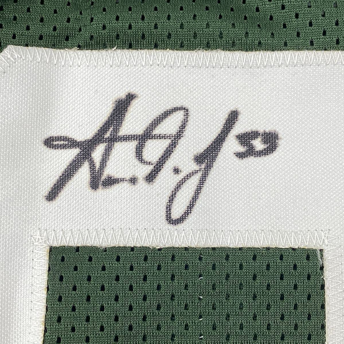 Framed Autographed/Signed Aaron Jones 33x42 Green Bay Green Football Jersey Beckett BAS COA