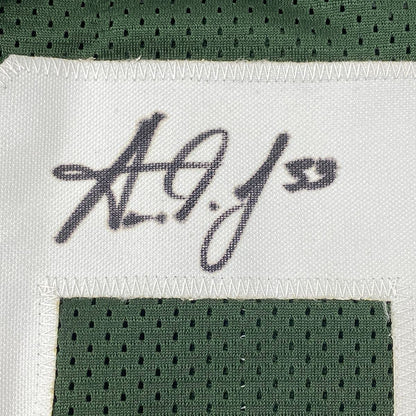 Framed Autographed/Signed Aaron Jones 33x42 Green Bay Green Football Jersey Beckett BAS COA