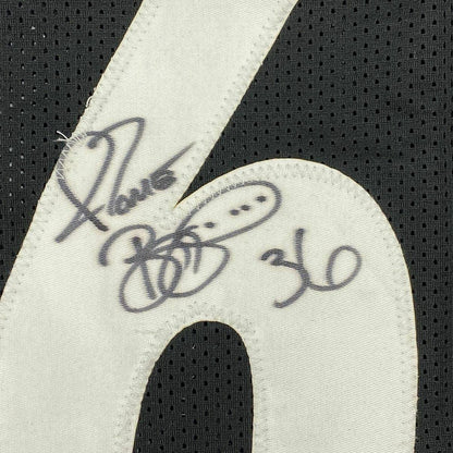 Framed Autographed/Signed Jerome Bettis 33x42 Pittsburgh Black Football Jersey JSA COA