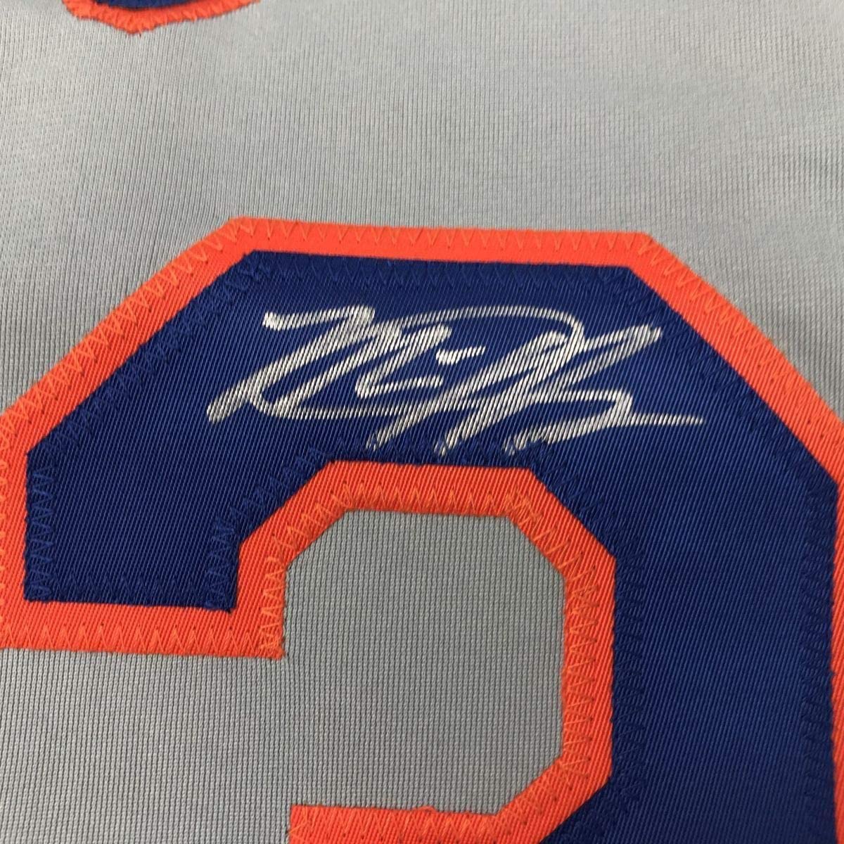 Framed Autographed/Signed Michael Conforto 33x42 New York NY Grey Baseball Jersey JSA COA