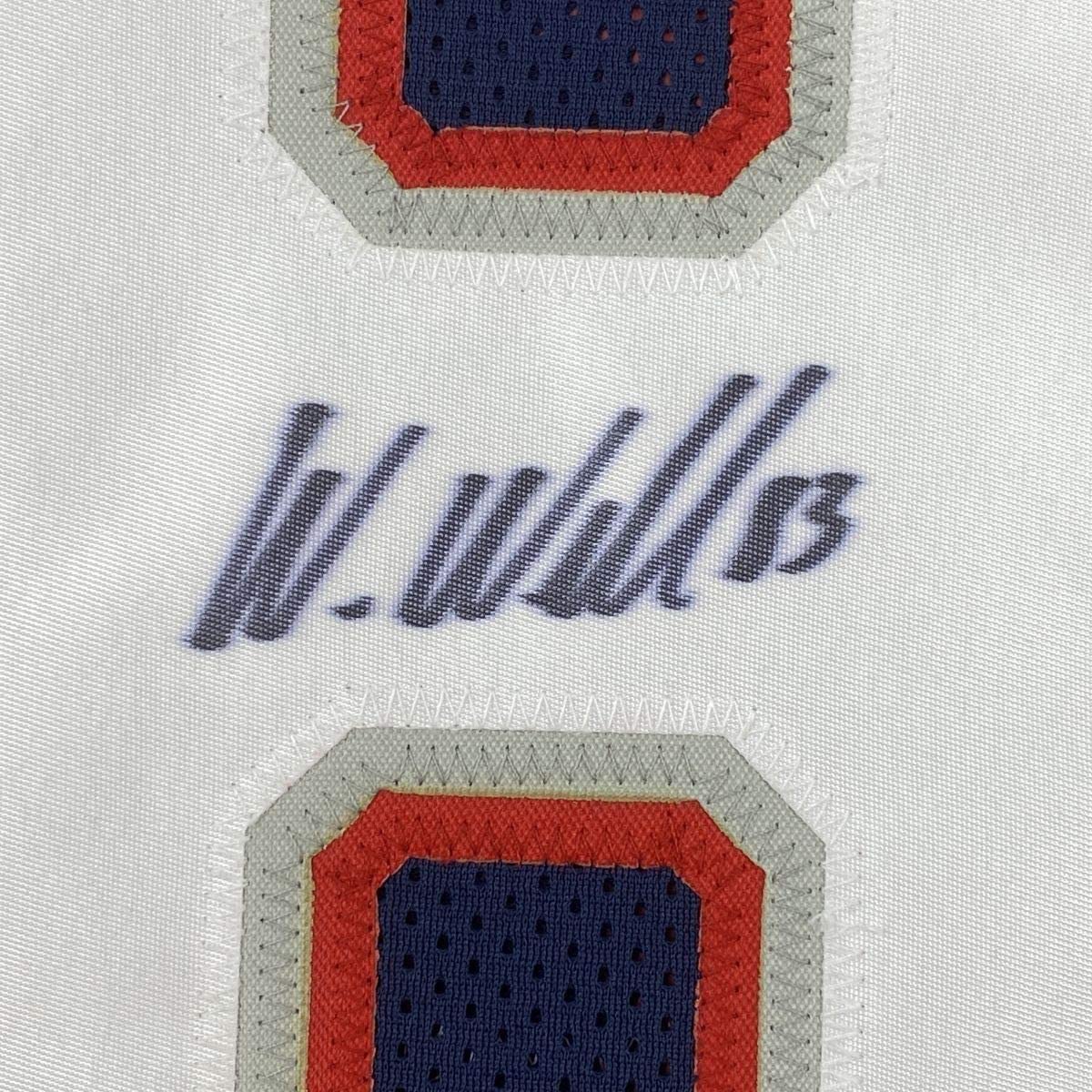 Framed Autographed/Signed Wes Welker 33x42 New England Blue Football Jersey JSA COA