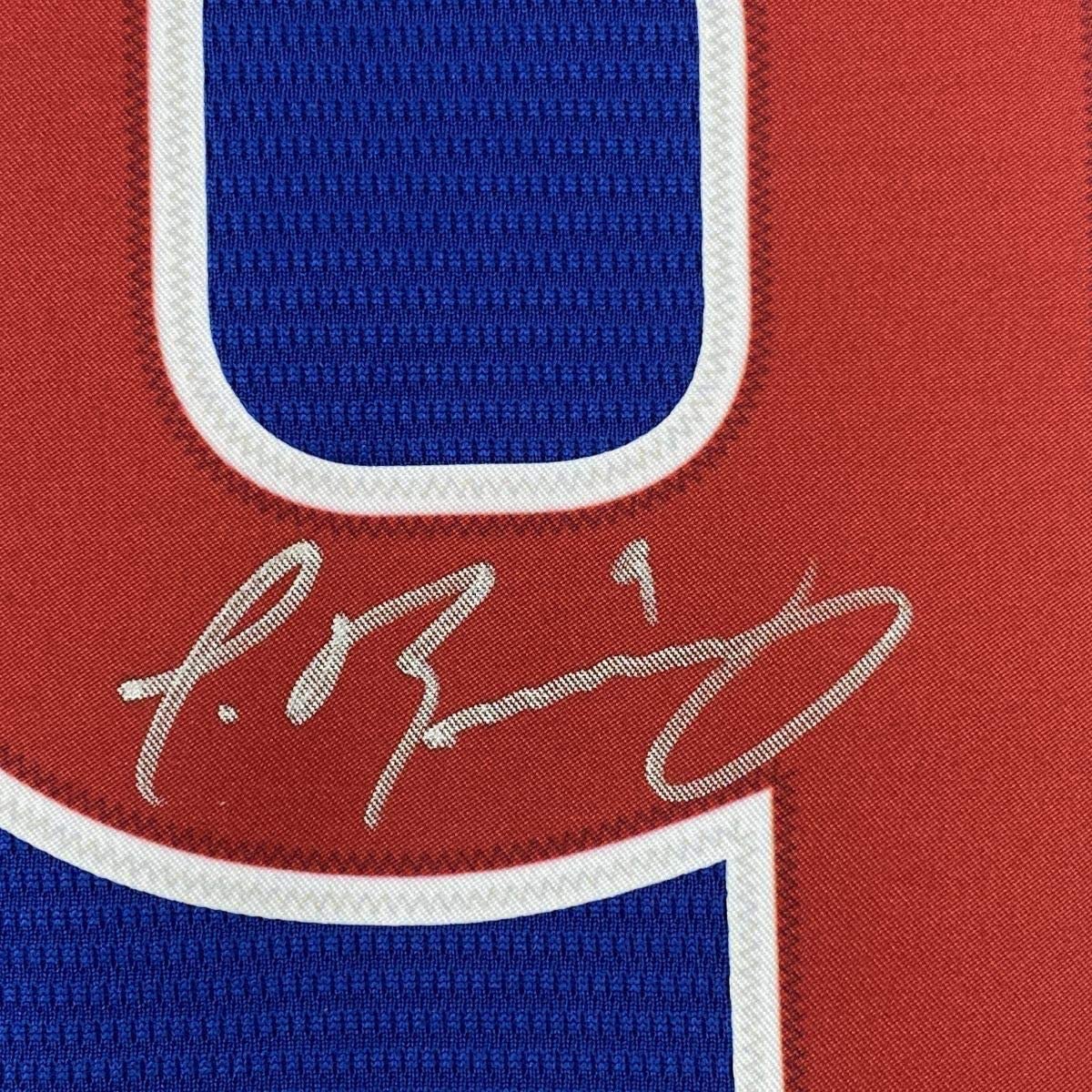 Framed Autographed/Signed Javier Baez 33x42 Chicago Cubs Blue Authentic Nike Baseball Jersey Fanatics COA