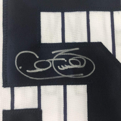 Framed Autographed/Signed Cecil Fielder 33x42 New York Pinstripe Baseball Jersey JSA COA