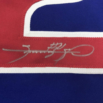 Framed Autographed/Signed Sammy Sosa 33x42 Chicago Blue Baseball Jersey JSA COA
