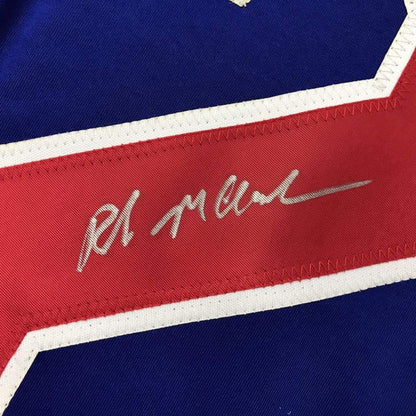 Framed Autographed/Signed Rob McClanahan 33x42 Blue Team USA Miracle On Ice 1980 Olympics Hockey Jersey JSA COA