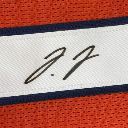Framed Autographed/Signed Jerry Jeudy 33x42 Denver Retro Orange Football Jersey JSA COA