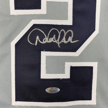 Framed Autographed/Signed Derek Jeter 33x42 New York Grey Baseball Jersey Steiner Sports COA Hologram Only