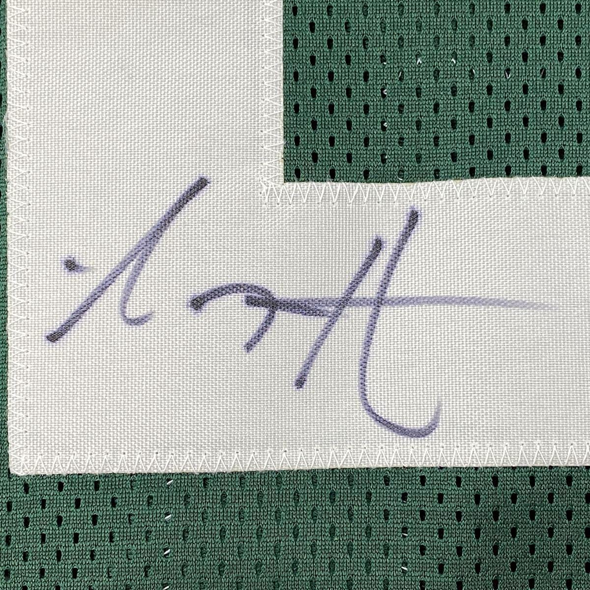 Framed Autographed/Signed AJ A.J. Hawk 33x42 Green Bay Green Football Jersey JSA COA