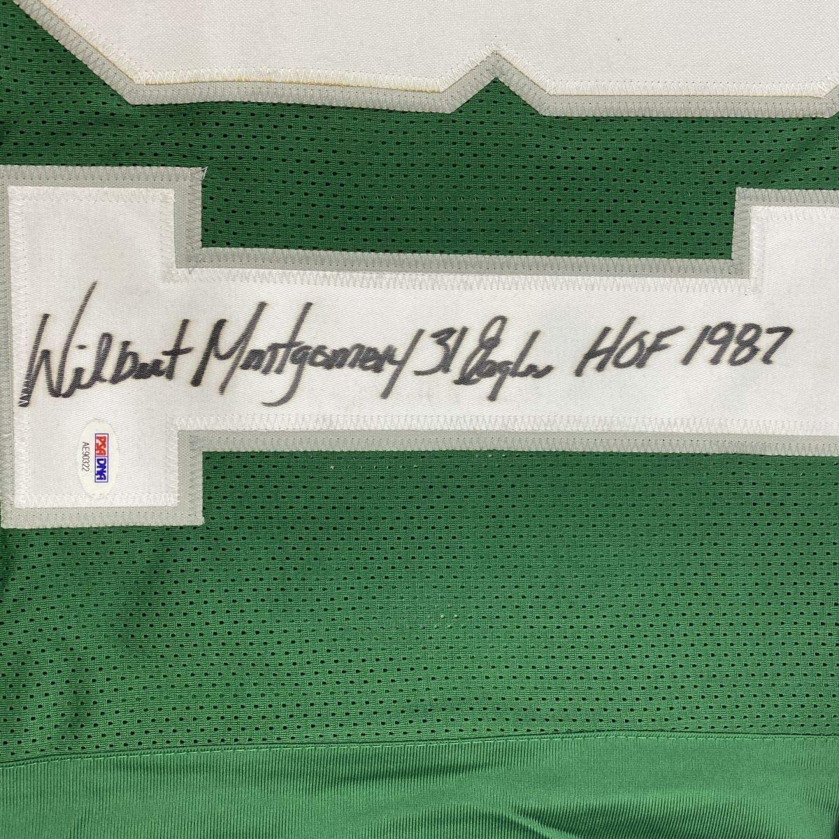Framed Autographed/Signed Wilbert Montgomery Inscribed 33x42 Philadelphia Green Football Jersey PSA/DNA COA
