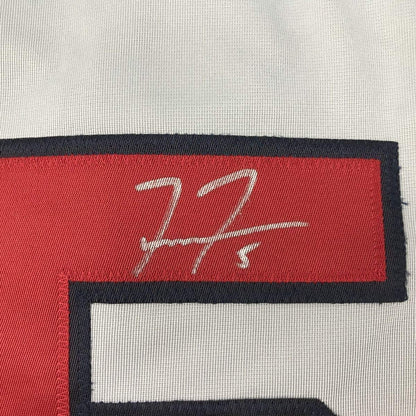 Framed Autographed/Signed Freddie Freeman 33x42 Atlanta Grey Baseball Jersey JSA COA