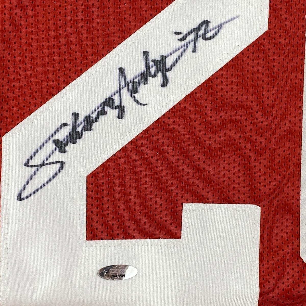 Framed Autographed/Signed Johnny Rodgers 33x42 Nebraska Red College Football Jersey Tristar COA Holo Only