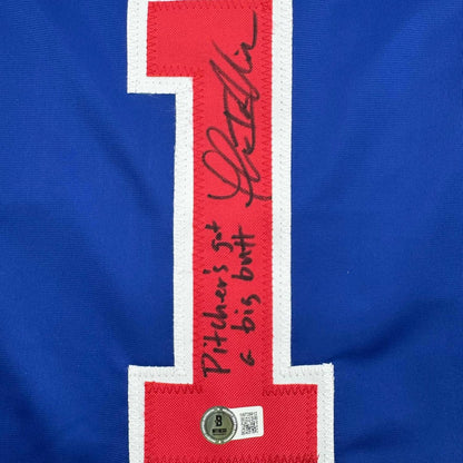 Framed Autographed/Signed Thomas Ian Nicholas Henry Rowengartner 35x39 Rookie Of The Year Chicago Blue Baseball Jersey Beckett BAS COA