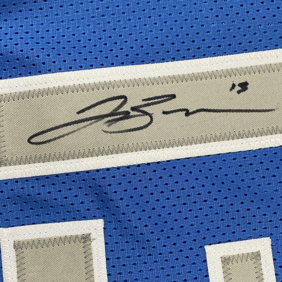 Framed Autographed/Signed Jalen Brunson 33x42 Dallas Light Blue Basketball Jersey JSA COA