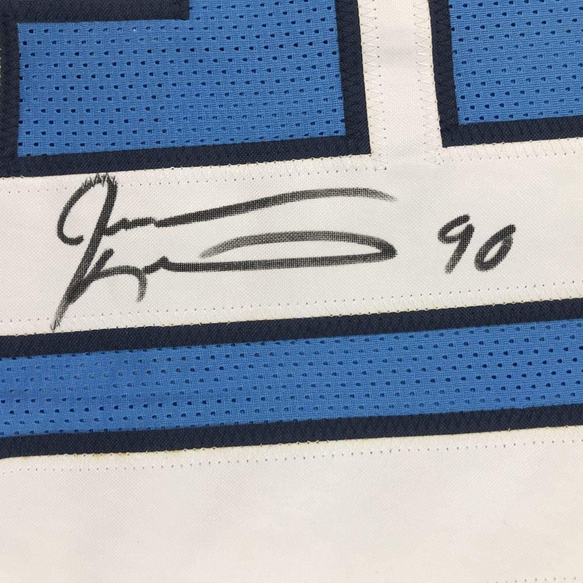 Framed Autographed/Signed Jevon Kearse 33x42 Tennessee Powder Blue Football Jersey JSA COA