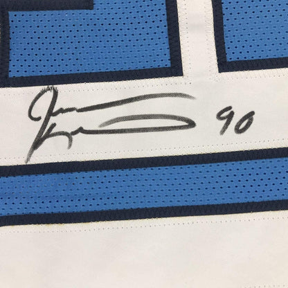 Framed Autographed/Signed Jevon Kearse 33x42 Tennessee Powder Blue Football Jersey JSA COA