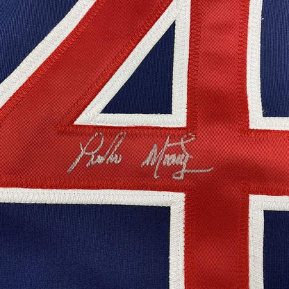 Framed Autographed/Signed Pedro Martinez 33x42 Boston Blue Baseball Jersey JSA COA