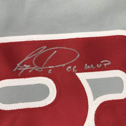 Framed Autographed/Signed Ryan Howard 06 MVP 33x42 Philadelphia Grey Baseball Jersey JSA COA