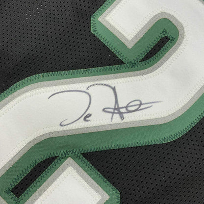 Framed Autographed/Signed Jalen Hurts 33x42 Philadelphia Black Football Jersey JSA COA