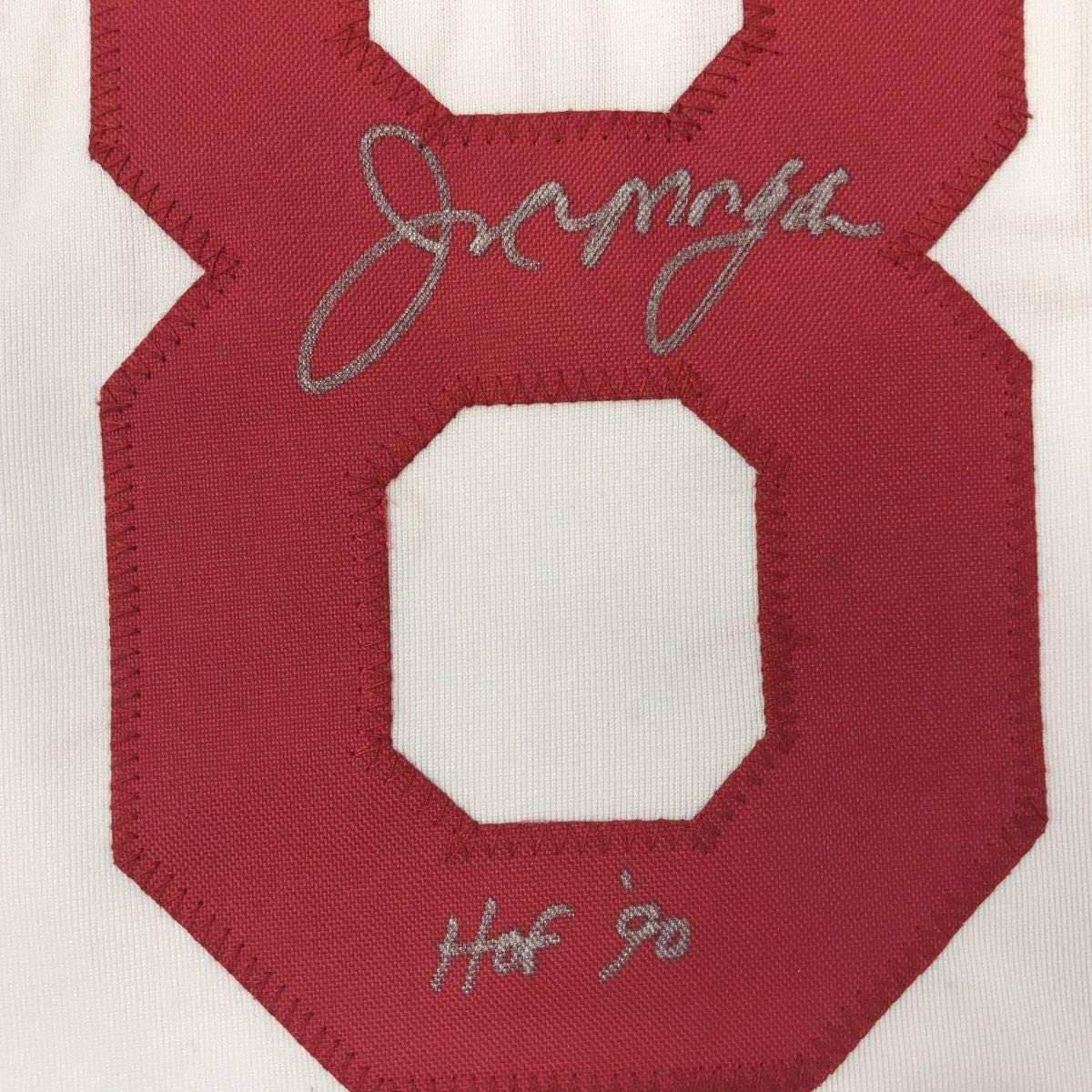 Framed Autographed/Signed Joe Morgan HOF 90 33x42 Cincinnati White Baseball Jersey JSA COA