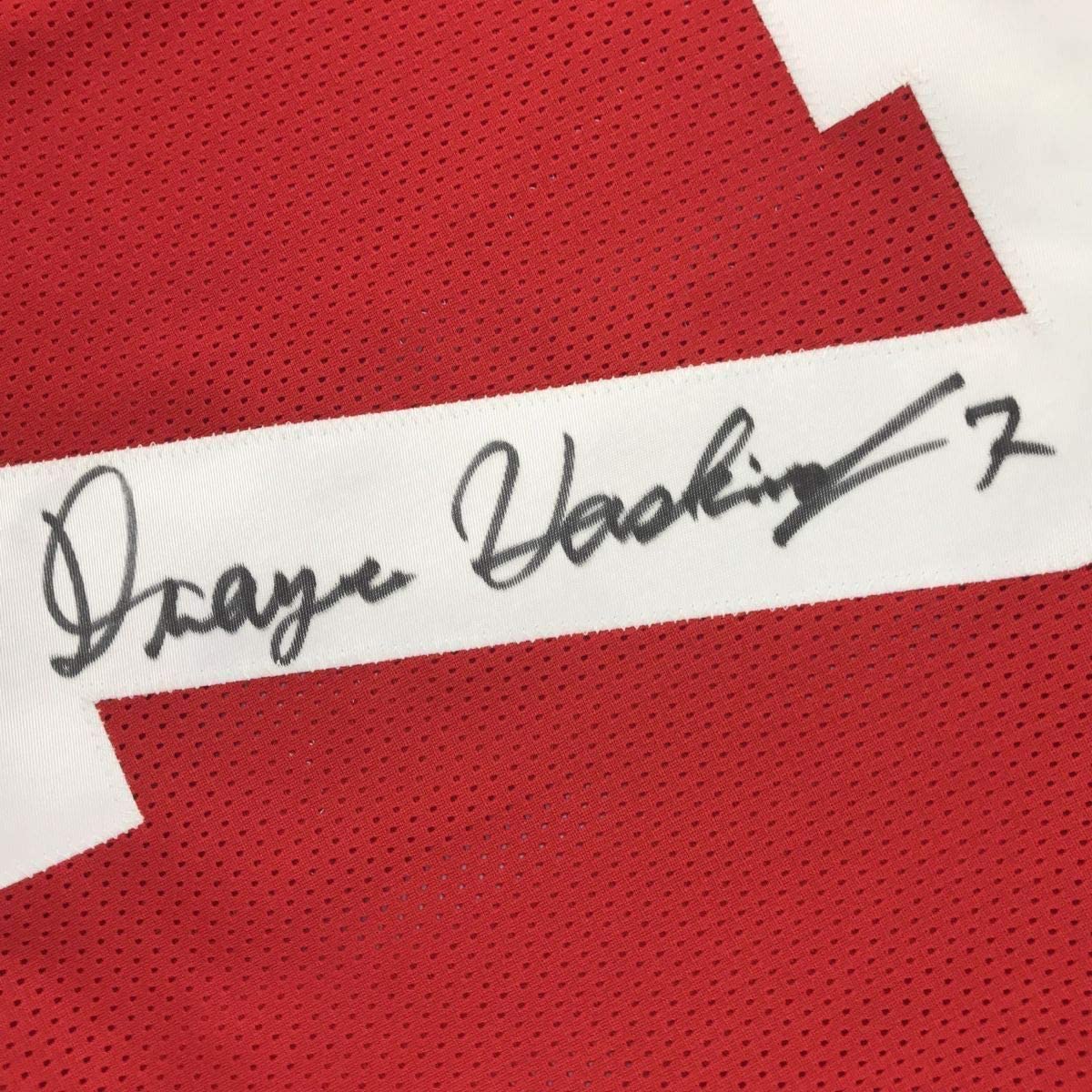 Framed Autographed/Signed Dwayne Haskins Jr. 33x42 Ohio State Red College Football Jersey JSA COA