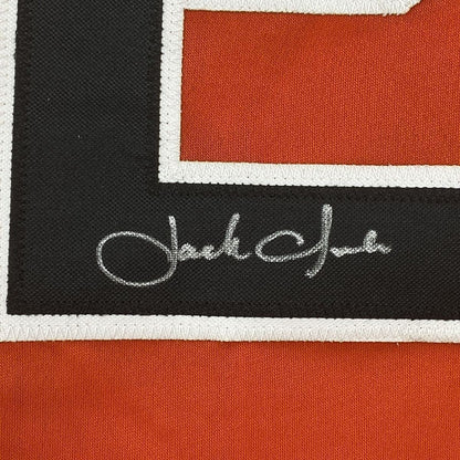 Framed Autographed/Signed Jack Clark 33x42 San Francisco Orange Baseball Jersey JSA COA