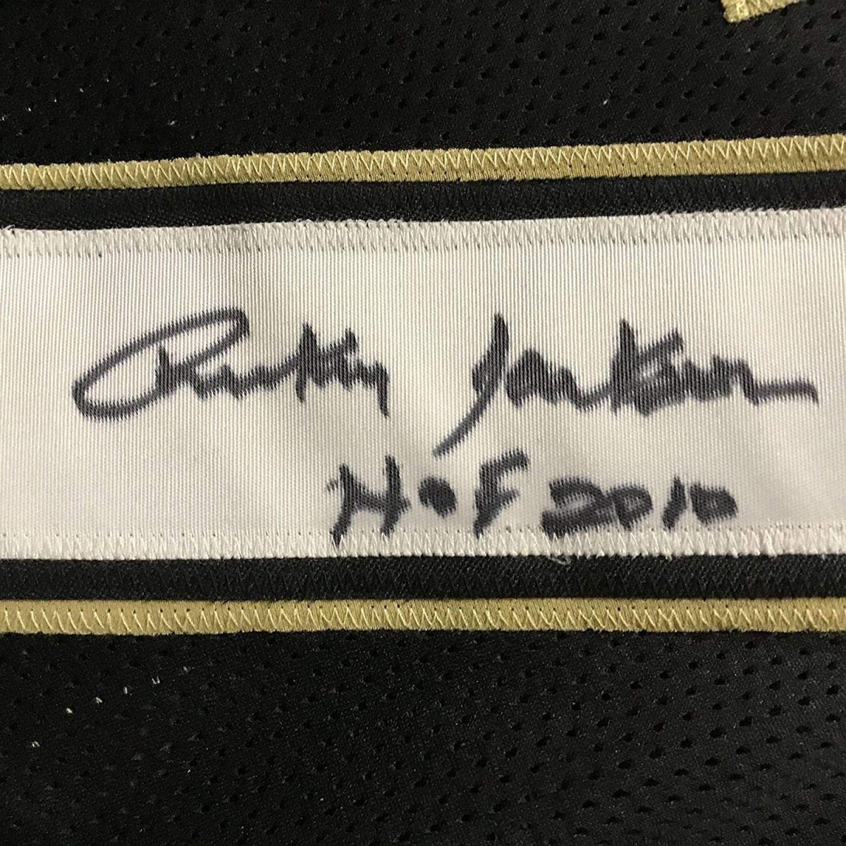 Framed Autographed/Signed Rickey Jackson 33x42 New Orleans Saints Black Football Jersey JSA COA