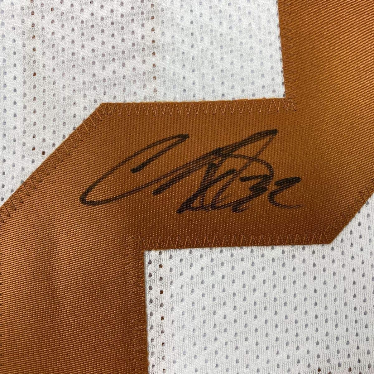 Framed Autographed/Signed Cedric Benson 33x42 Texas White College Football Jersey JSA COA
