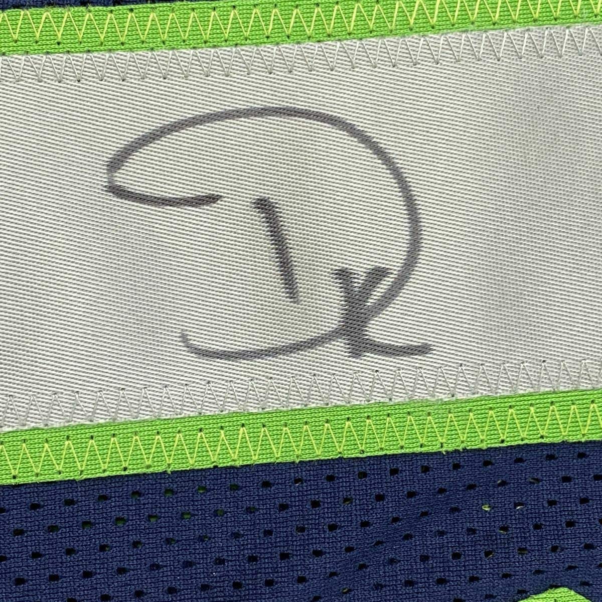Framed Autographed/Signed DK D.K. Metcalf 33x42 Seattle Blue Football Jersey JSA COA #3