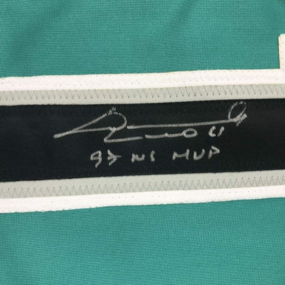Framed Autographed/Signed Livan Hernandez 97 WS MVP 33x42 Florida Teal Baseball Jersey PSA/DNA COA