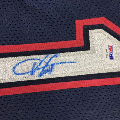 Framed Autographed/Signed Vince Carter 33x42 New Jersey NJ Blue Basketball Jersey PSA/DNA COA