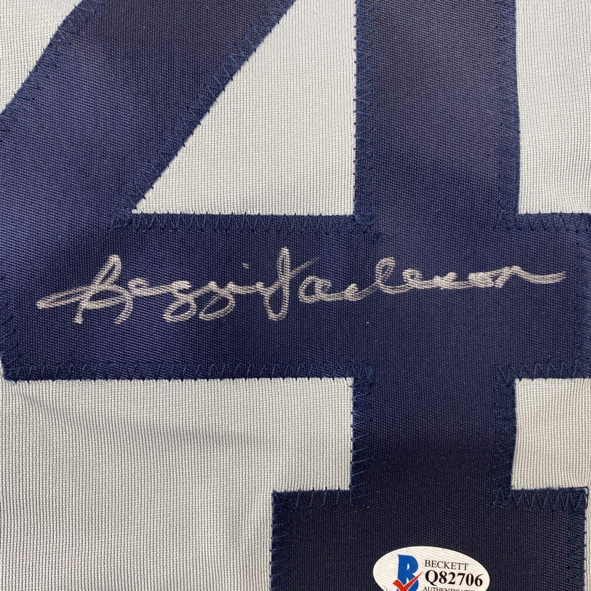Framed Autographed/Signed Reggie Jackson 33x42 New York Grey Baseball Jersey Beckett BAS COA