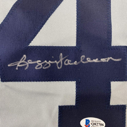 Framed Autographed/Signed Reggie Jackson 33x42 New York Grey Baseball Jersey Beckett BAS COA