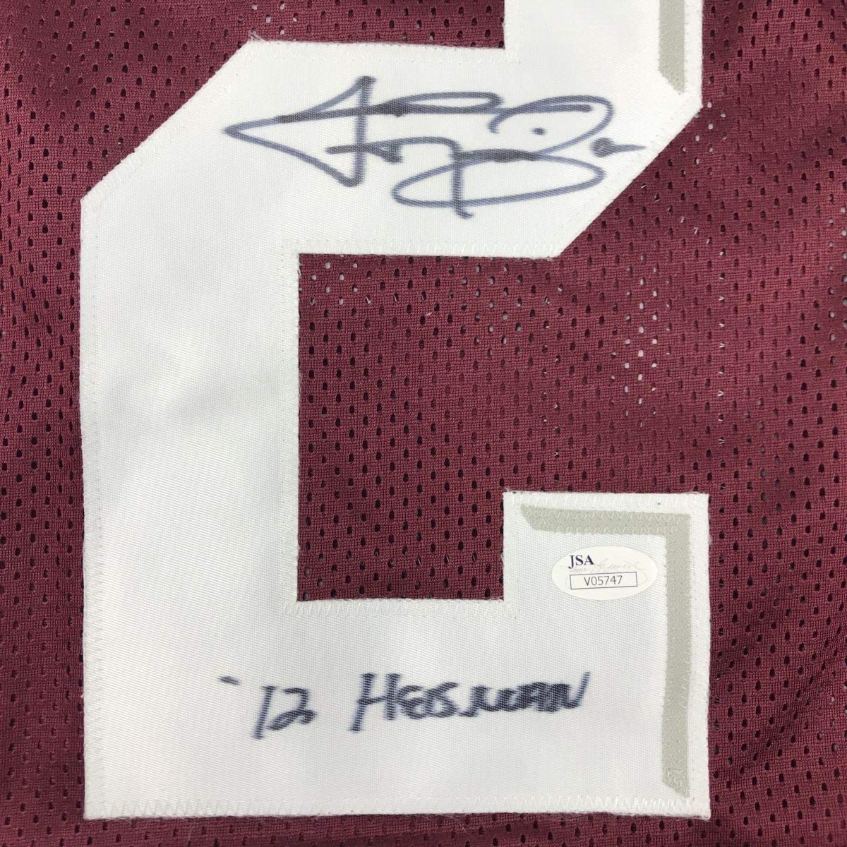Framed Autographed/Signed Johnny Manziel 12 Heisman 33x42 Texas A&M Maroon College Football Jersey JSA COA