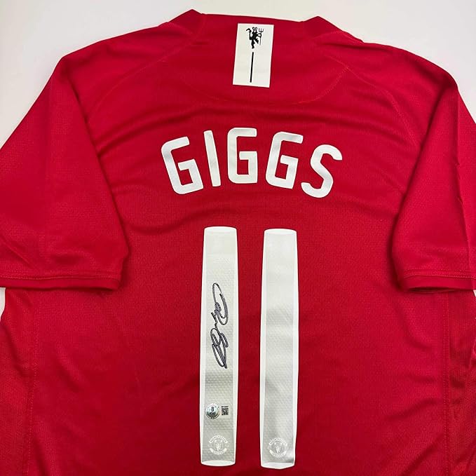 Framed Autographed/Signed Ryan Giggs 35x39 Manchester United Red Soccer Jersey Beckett BAS COA