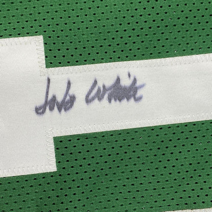 Framed Autographed/Signed Jo Jo JoJo White 33x42 Boston Green Basketball Jersey JSA COA