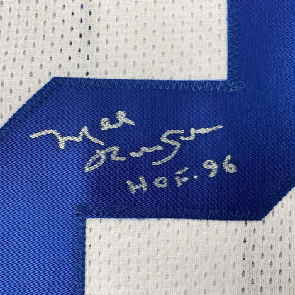 Framed Autographed/Signed Mel Renfro HOF 96 33x42 Dallas White Football Jersey JSA COA