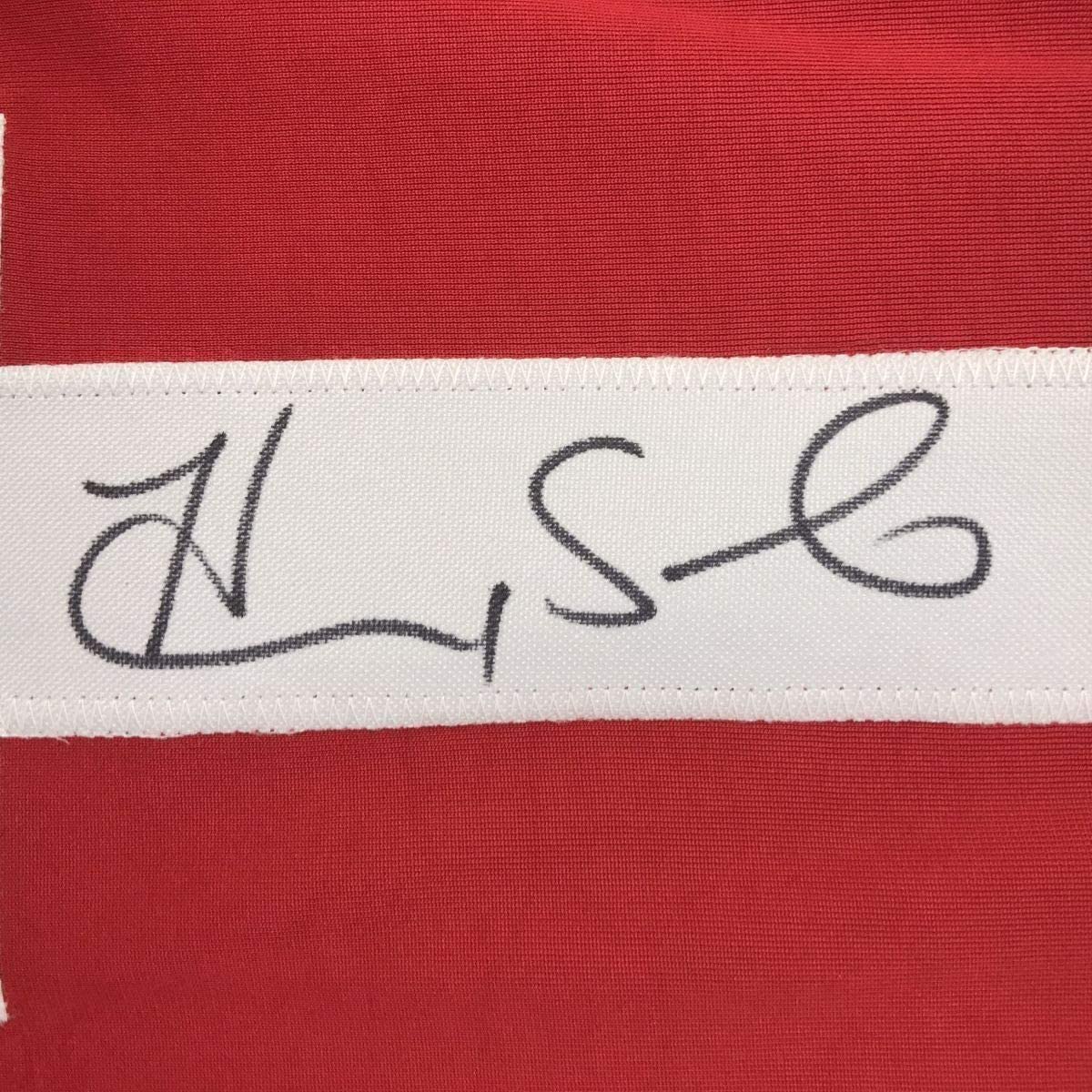 Framed Autographed/Signed Hope Solo 33x42 Red/White/Blue Soccer Team USA World Cup Jersey JSA COA