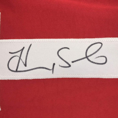 Framed Autographed/Signed Hope Solo 33x42 Red/White/Blue Soccer Team USA World Cup Jersey JSA COA
